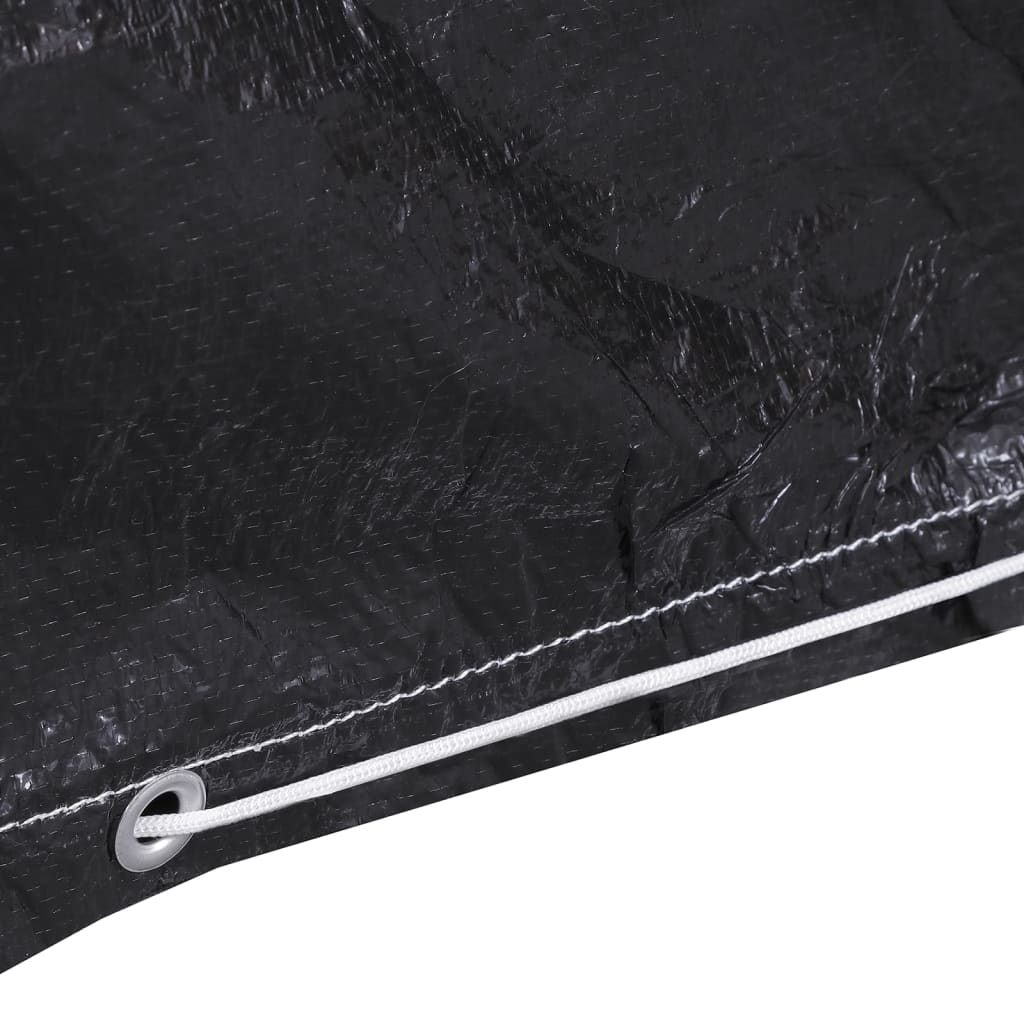 Durable Black Garden Furniture Covers 2pcs with 10 Eyelets 205x90cm