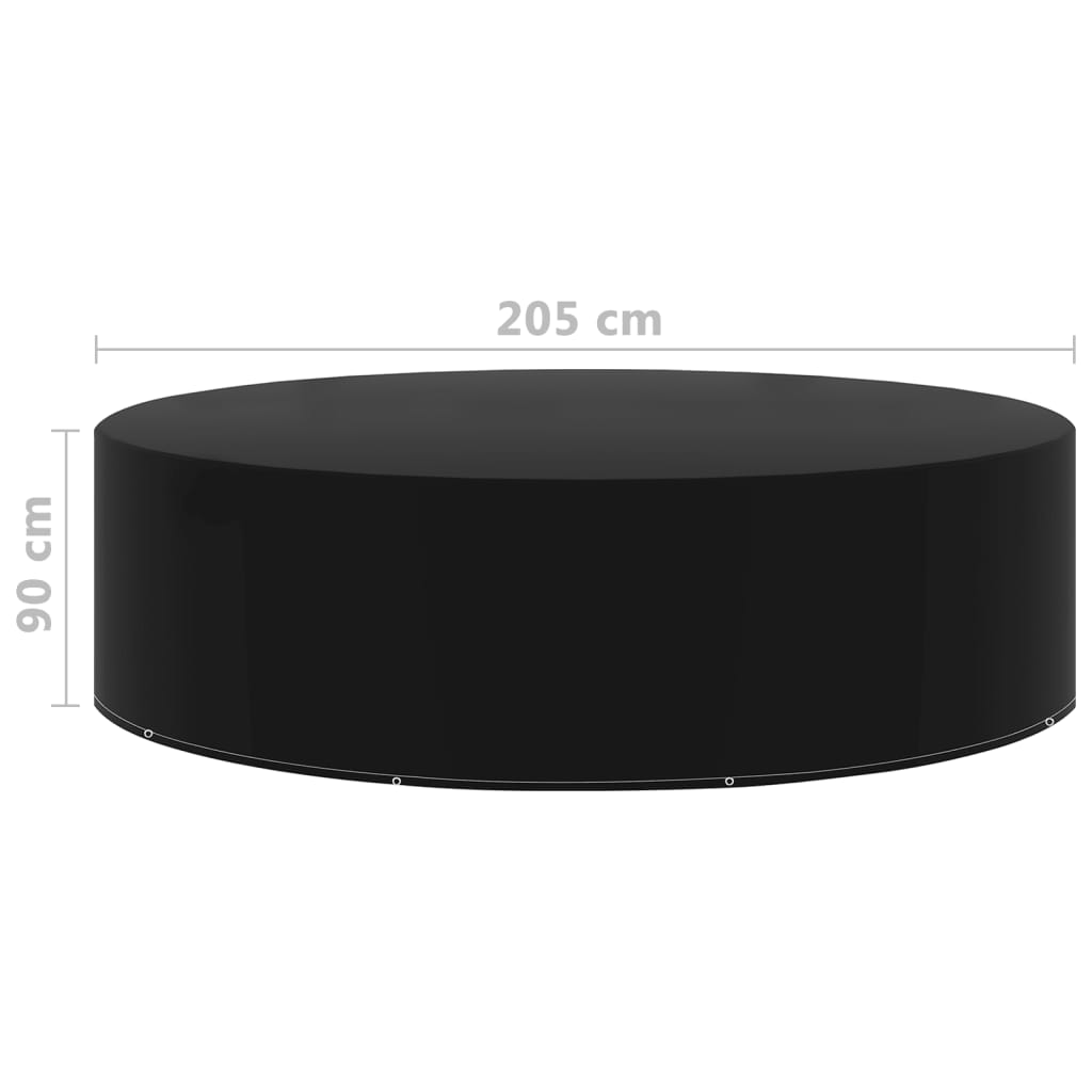 Durable Black Garden Furniture Covers 2pcs with 10 Eyelets 205x90cm