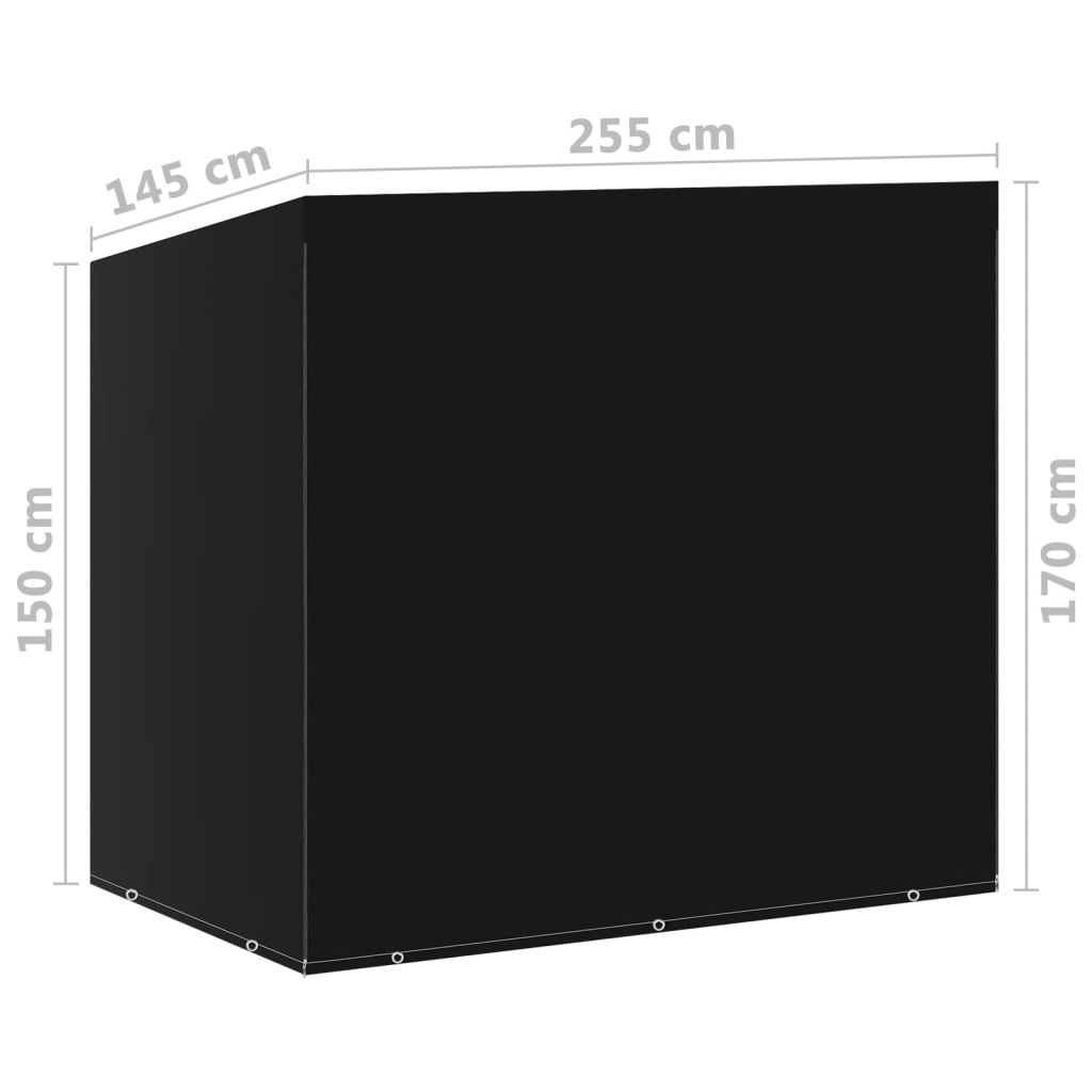 Waterproof Black Swing Bench Covers 2pcs, 10 Eyelets, 2 Zips 255cm