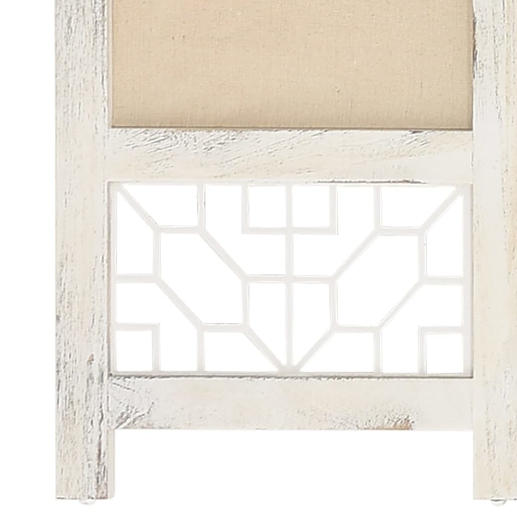 Elegant 4-Panel Cream Fabric Room Divider - 140x165 cm