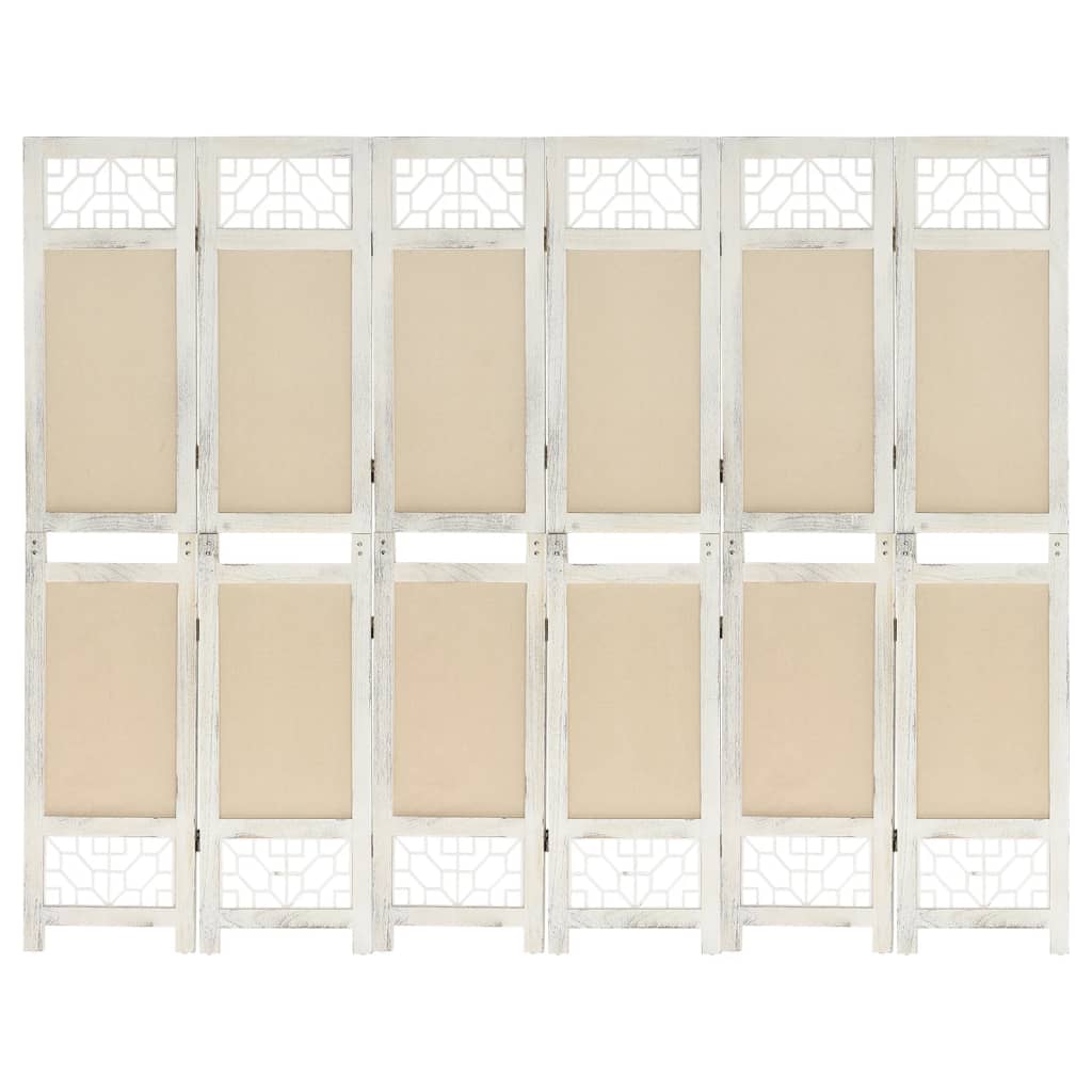 Cream Fabric 6-Panel Room Divider, 210x165 cm - Elegant Privacy Solution