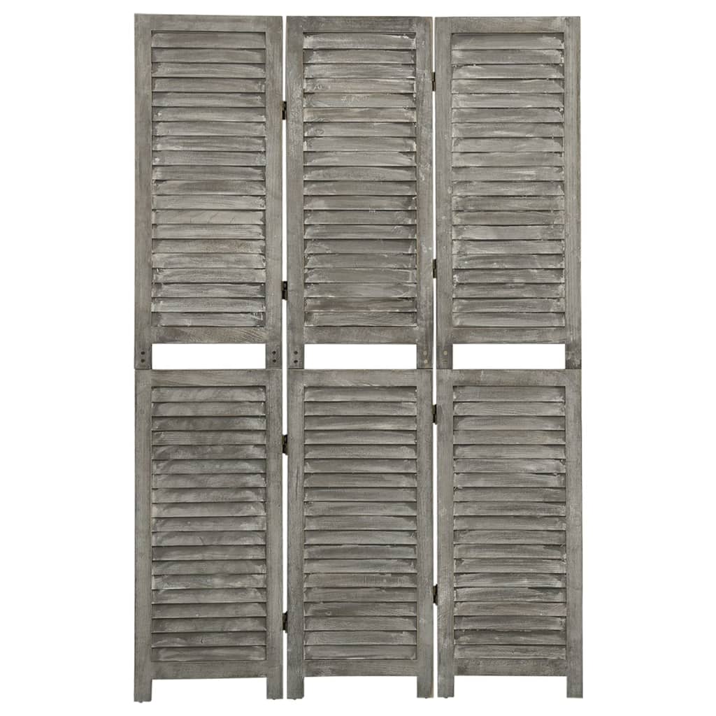 Solid Wood 3-Panel Room Divider, Grey 106.5x166 cm