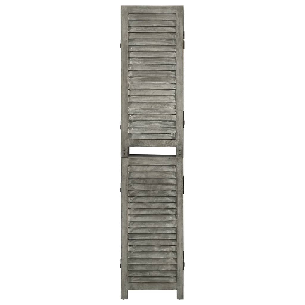 Solid Wood Grey 6-Panel Room Divider - 214x166 cm