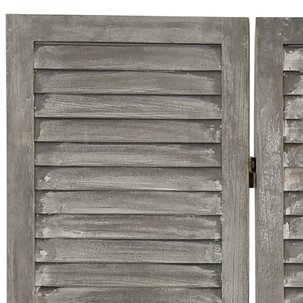 Solid Wood Grey 6-Panel Room Divider - 214x166 cm