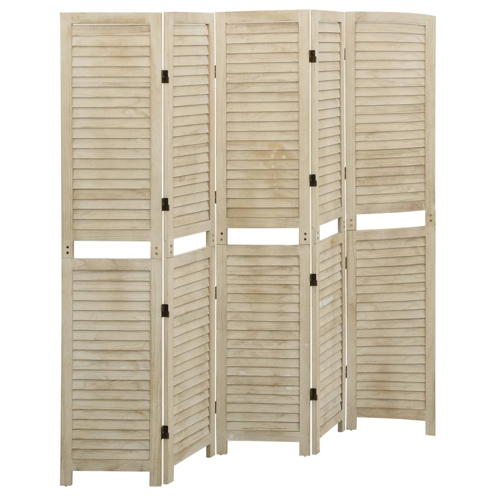 Solid Wood 5-Panel Room Divider 175x165 cm - Paulownia Elegance
