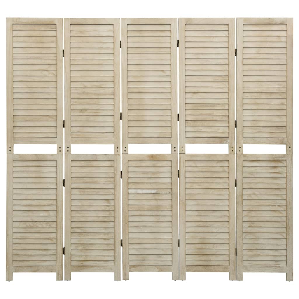 Solid Wood 5-Panel Room Divider 175x165 cm - Paulownia Elegance