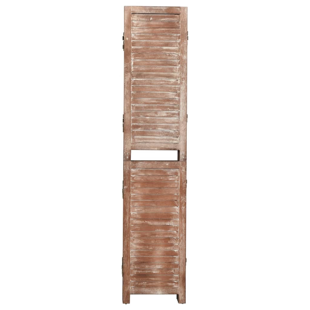 Brown Solid Wood Paulownia 6-Panel Room Divider, 210x165 cm