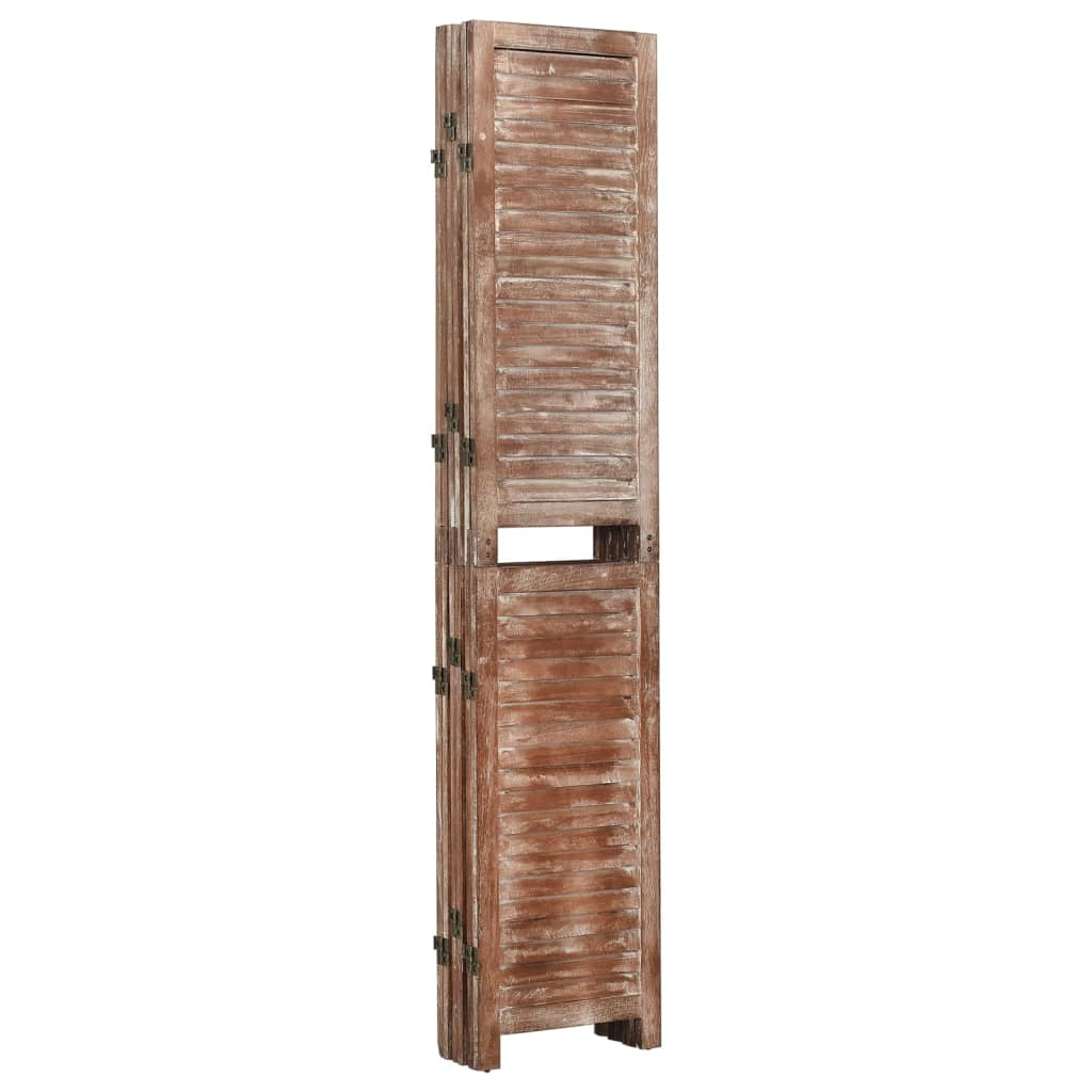 Brown Solid Wood Paulownia 6-Panel Room Divider, 210x165 cm