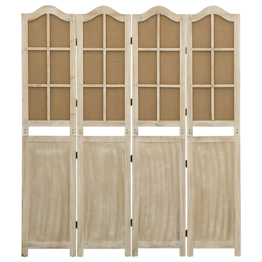Brown Fabric 4-Panel Room Divider, 140x165 cm - Stylish Privacy Solution