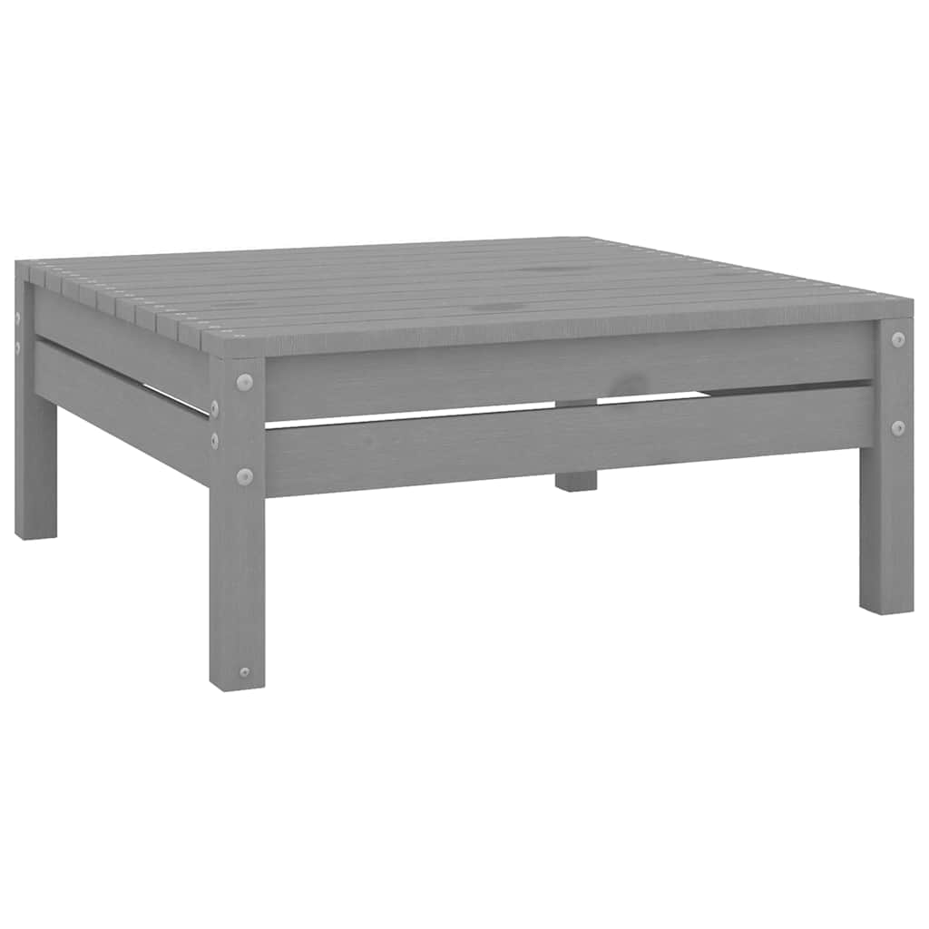 Grey Solid Pinewood Garden Footstool - Durable & Stylish