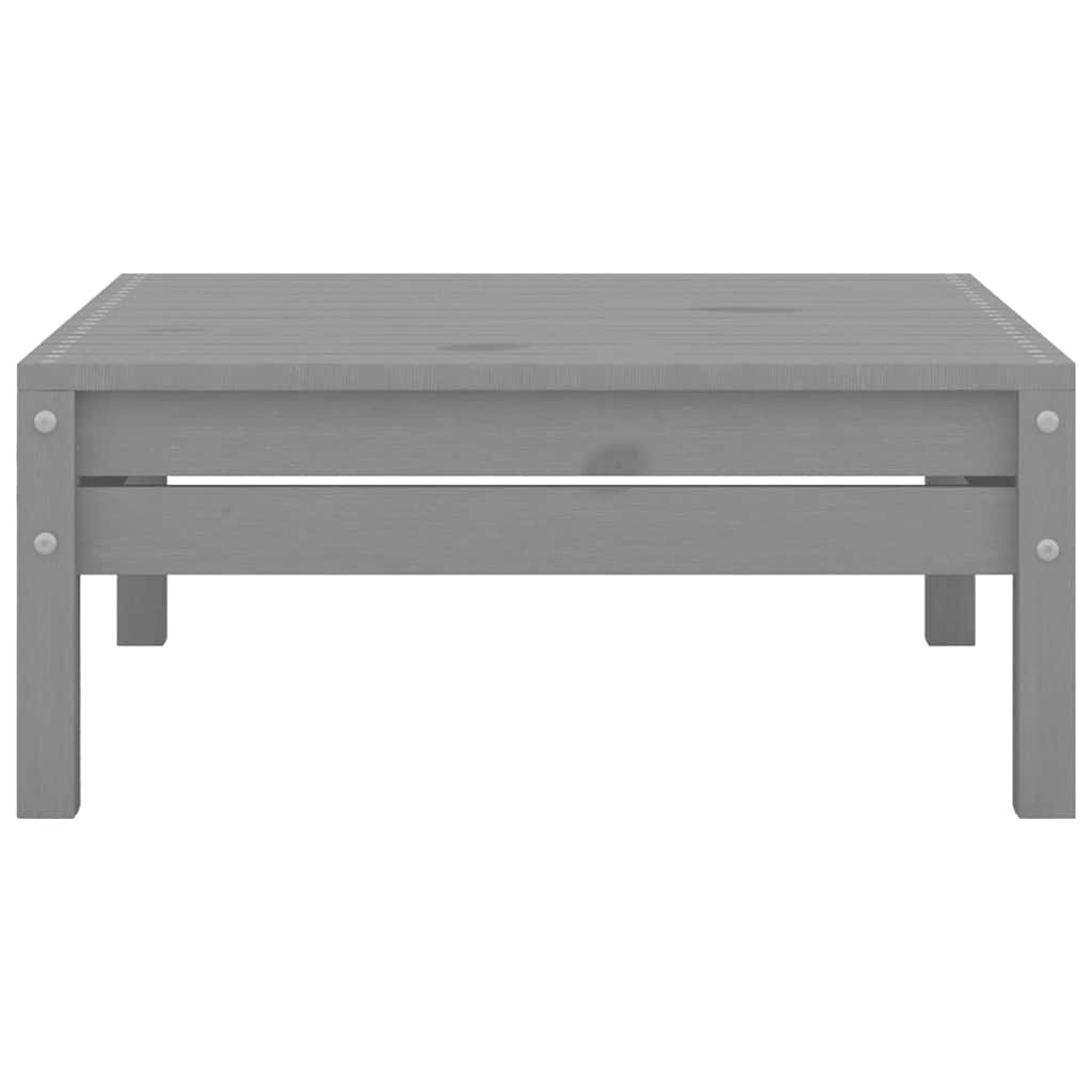 Grey Solid Pinewood Garden Footstool - Durable & Stylish