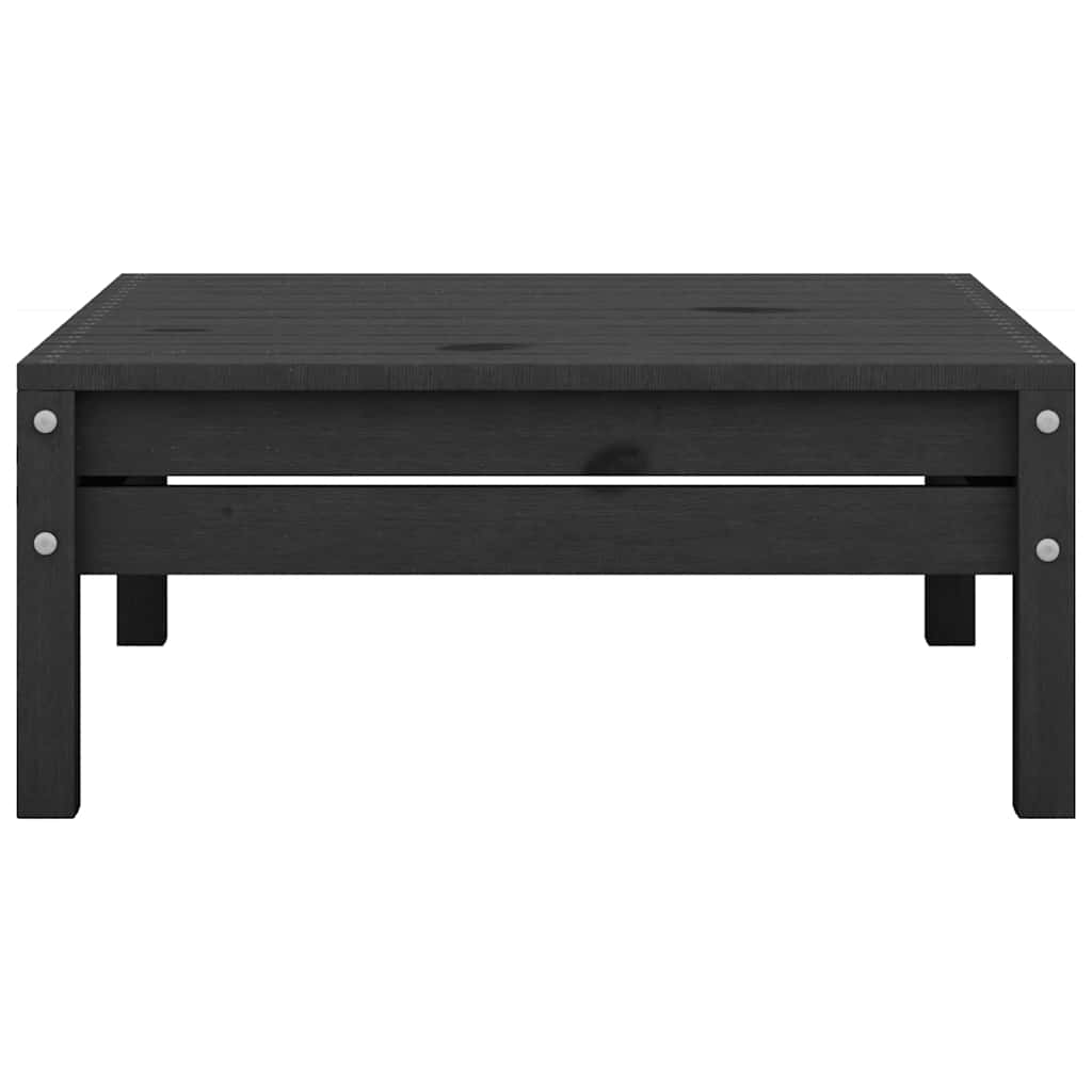 Black Solid Pinewood Garden Footstool - Stylish Outdoor Comfort