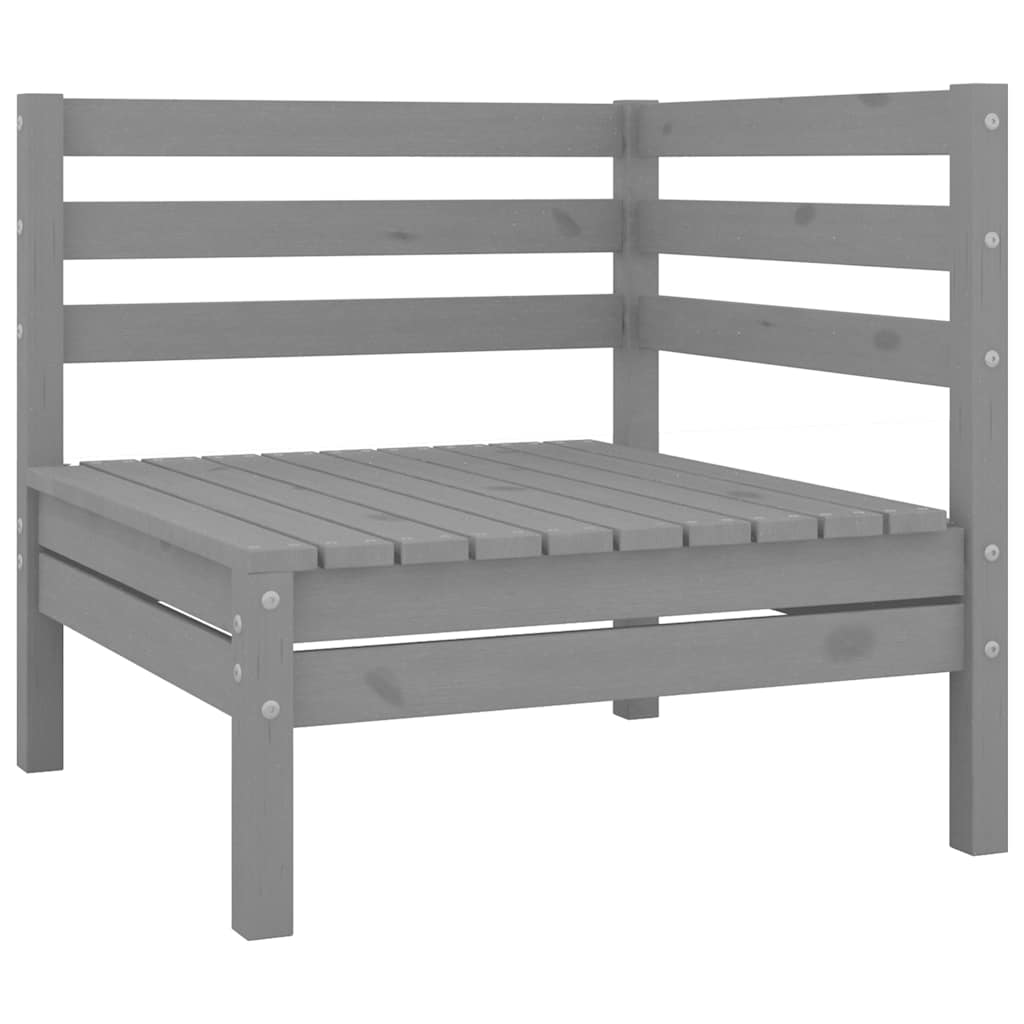 Grey Solid Pinewood Garden Corner Sofas - 2-Piece Set