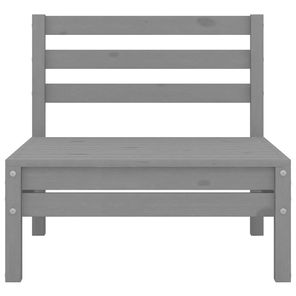 Elegant Grey Pinewood Garden Middle Sofas Set - 2 Pieces