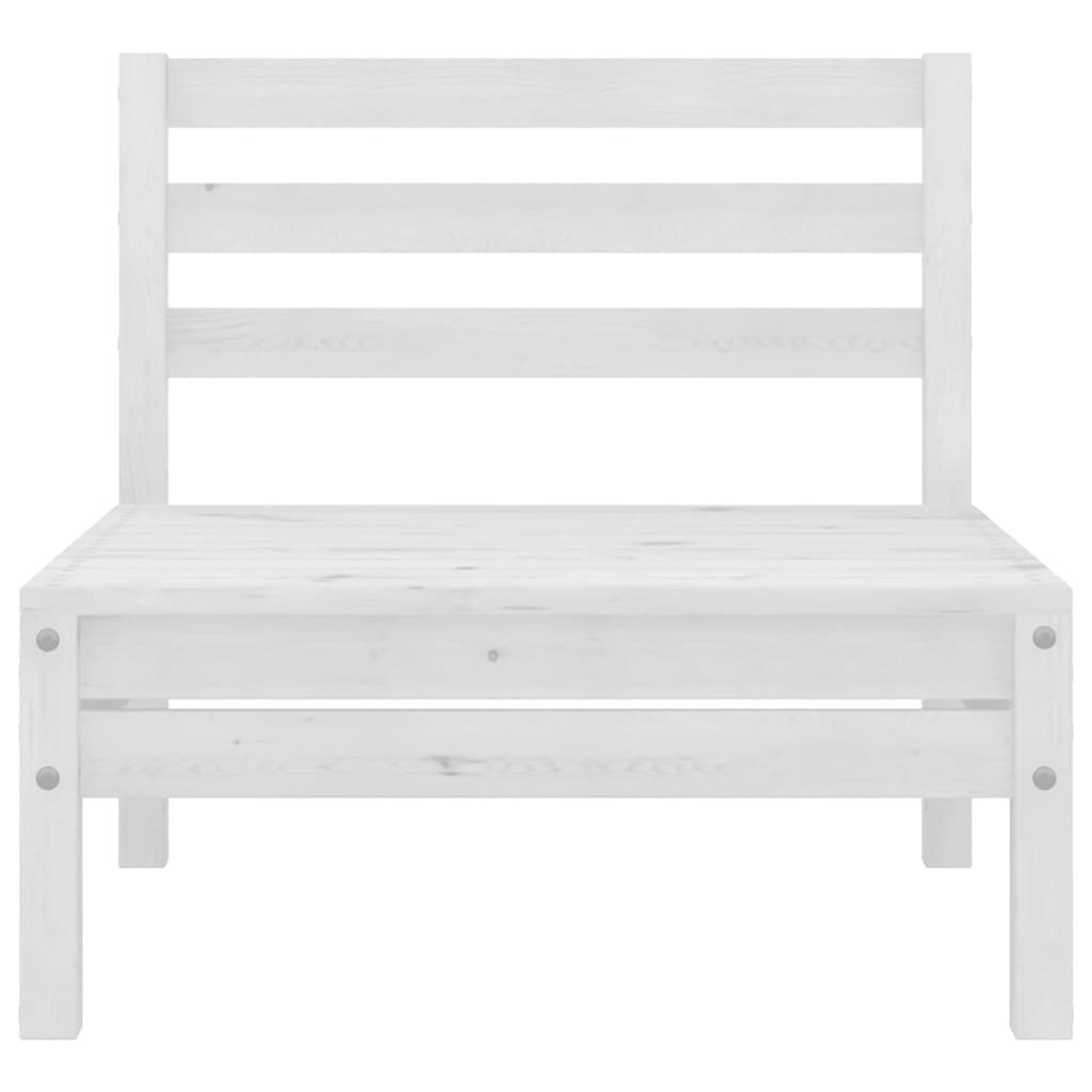 4-Piece White Pinewood Garden Middle Sofas Set