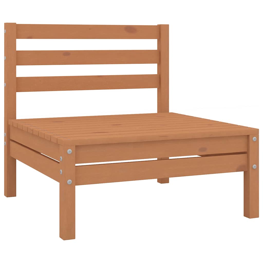4-Piece Honey Brown Pinewood Garden Middle Sofas Set