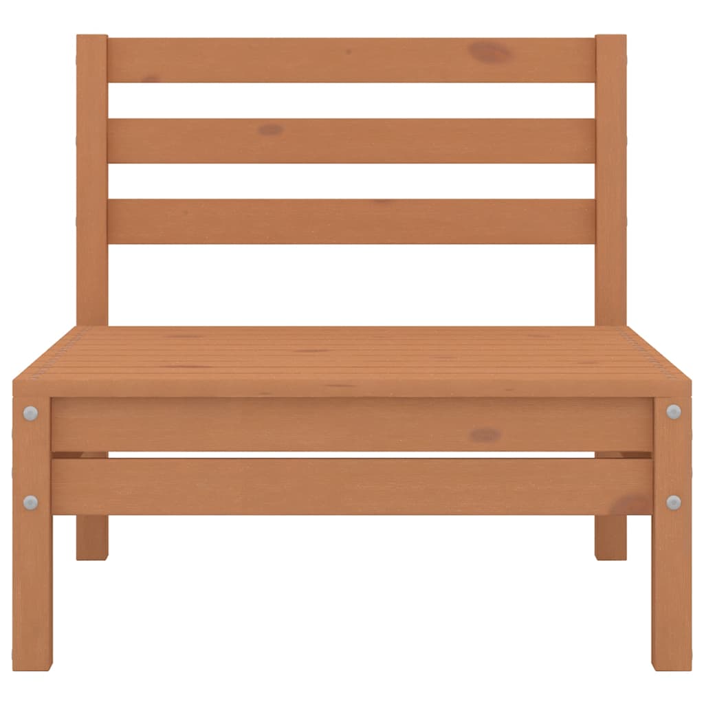 4-Piece Honey Brown Pinewood Garden Middle Sofas Set