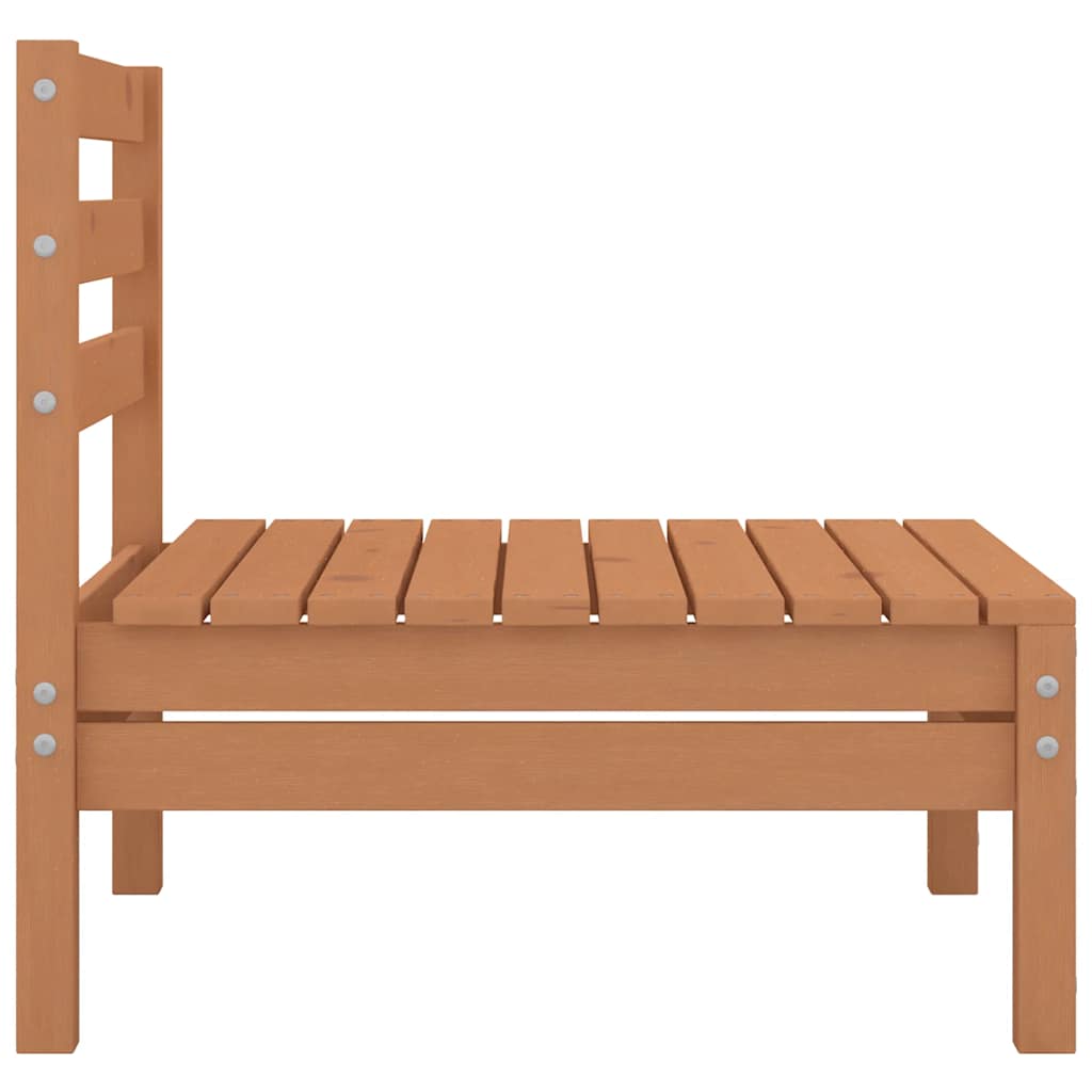 4-Piece Honey Brown Pinewood Garden Middle Sofas Set