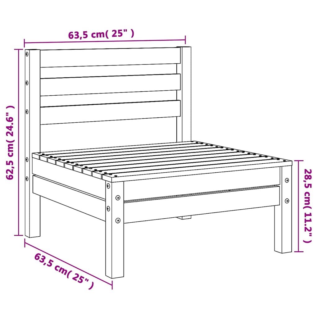 Garden Middle Sofas 4 pcs Black Solid Pinewood