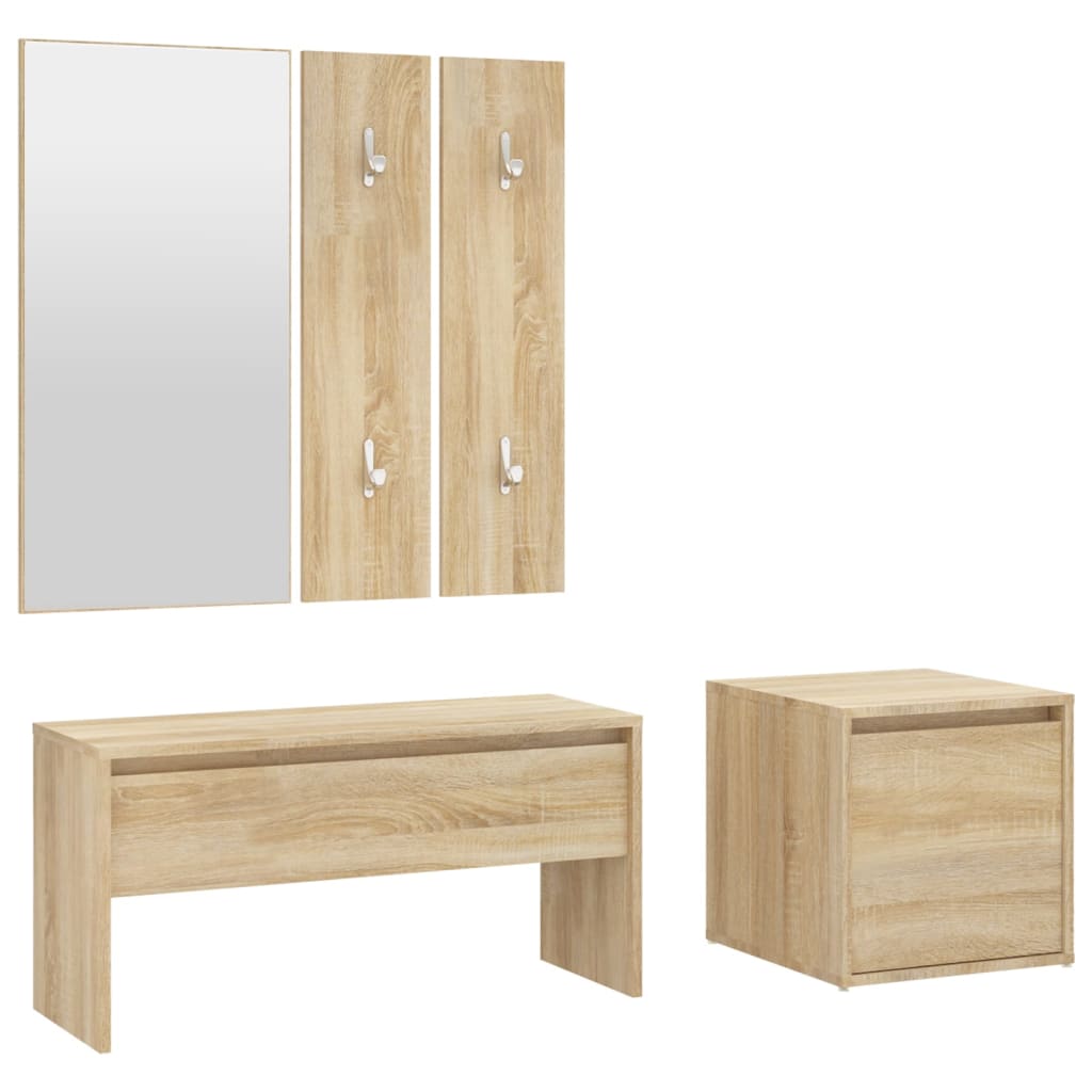 Sonoma Oak Hallway Furniture Set - Engineered Wood Elegance