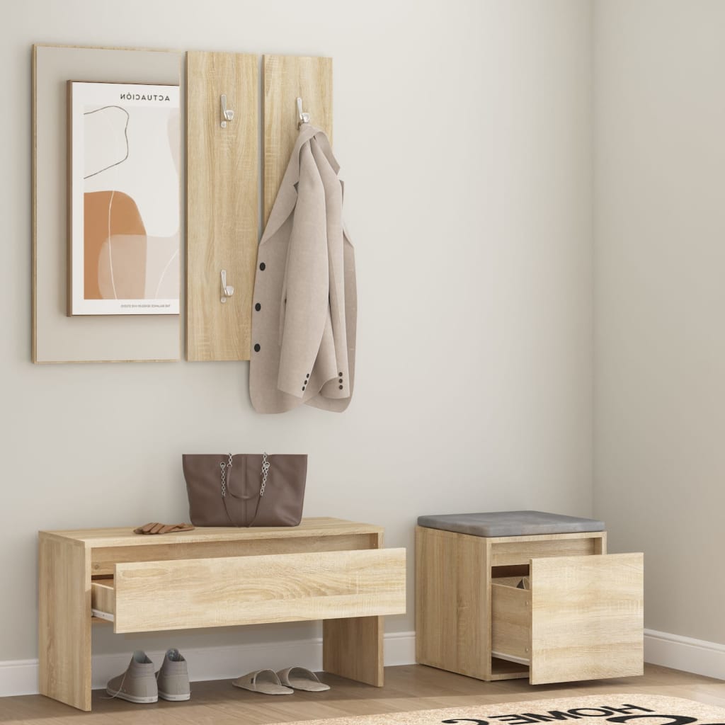 Sonoma Oak Hallway Furniture Set - Engineered Wood Elegance