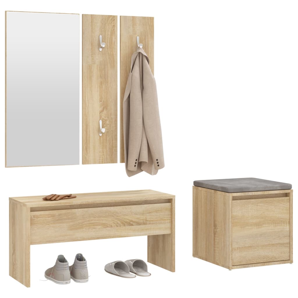 Sonoma Oak Hallway Furniture Set - Engineered Wood Elegance