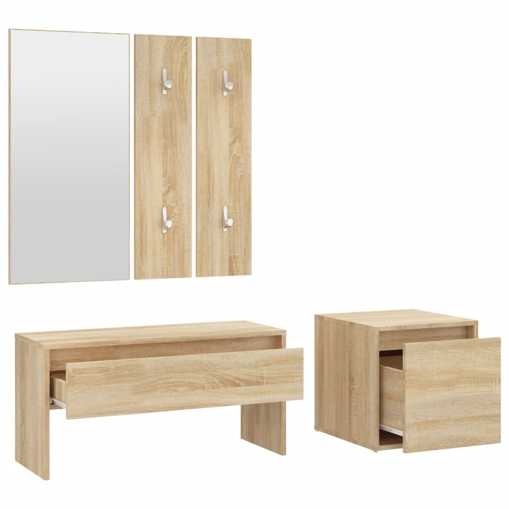Sonoma Oak Hallway Furniture Set - Engineered Wood Elegance