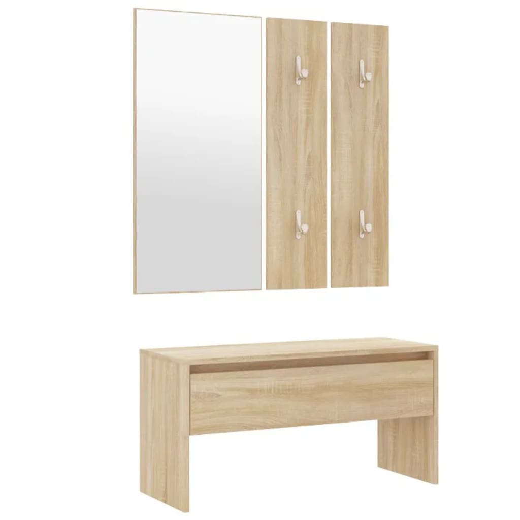 Sonoma Oak Hallway Furniture Set - Engineered Wood Elegance