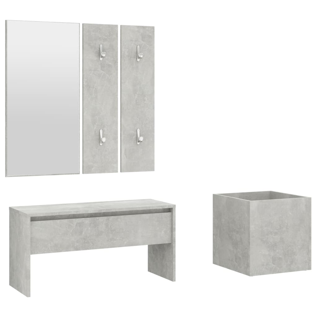 Concrete Grey Engineered Wood Hallway Furniture Set