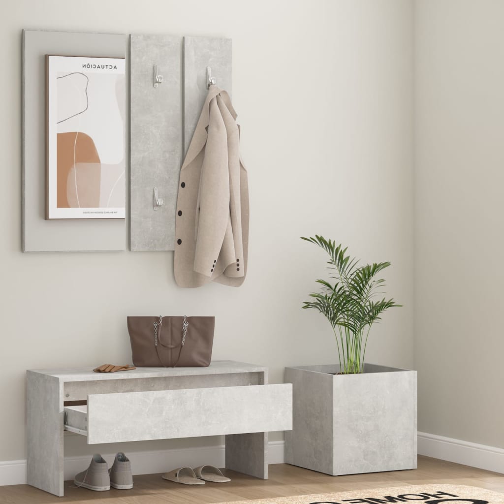 Concrete Grey Engineered Wood Hallway Furniture Set
