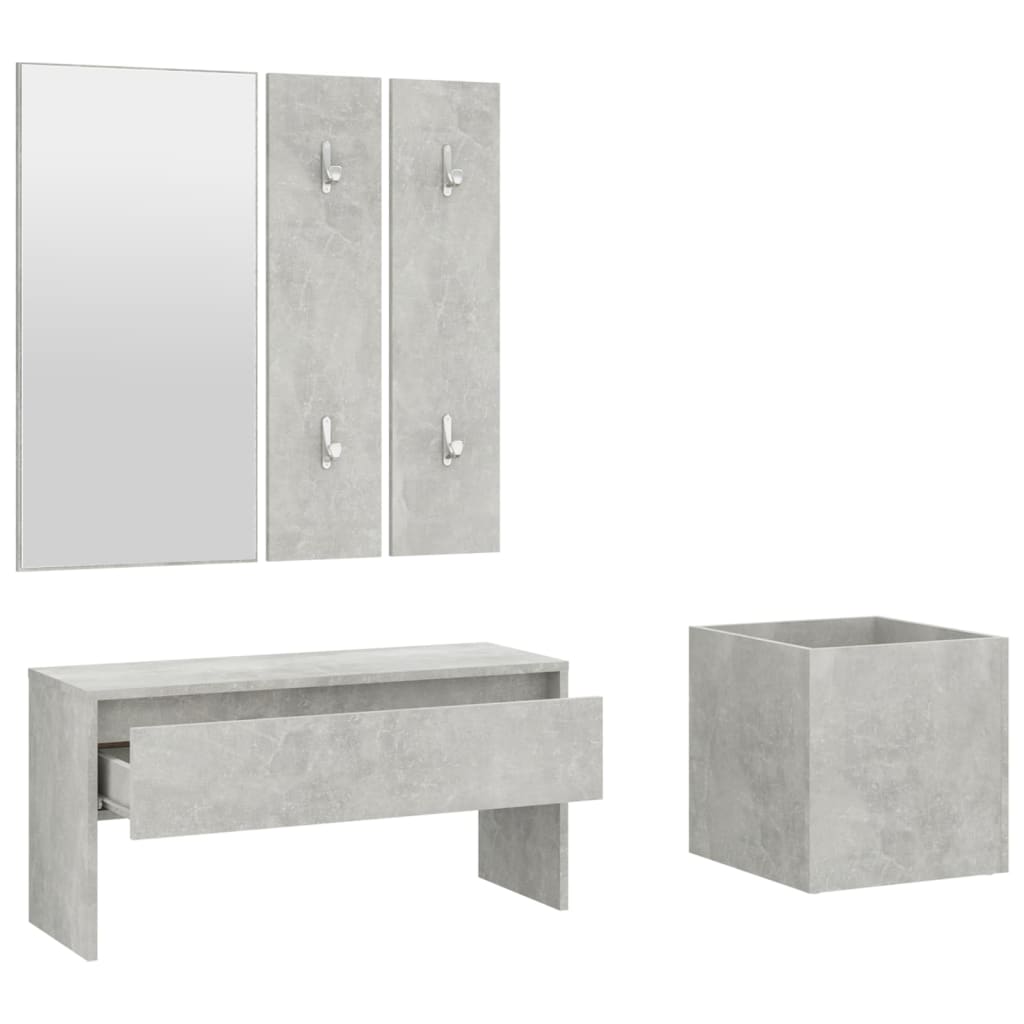 Concrete Grey Engineered Wood Hallway Furniture Set