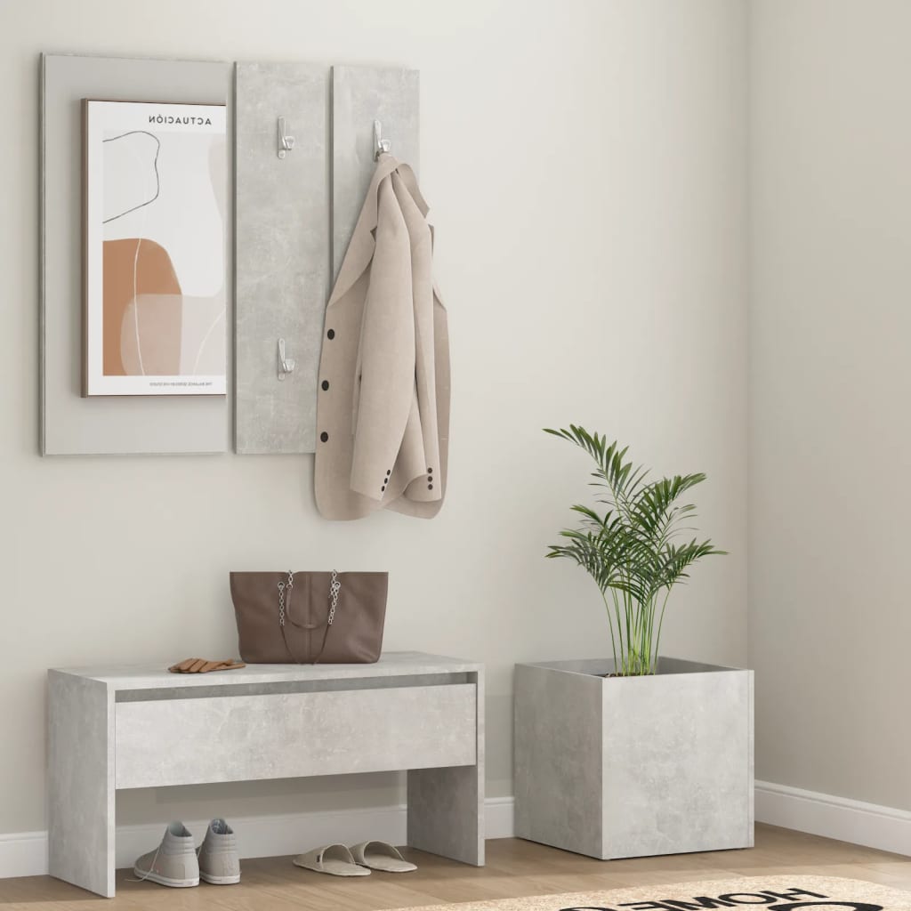 Concrete Grey Engineered Wood Hallway Furniture Set