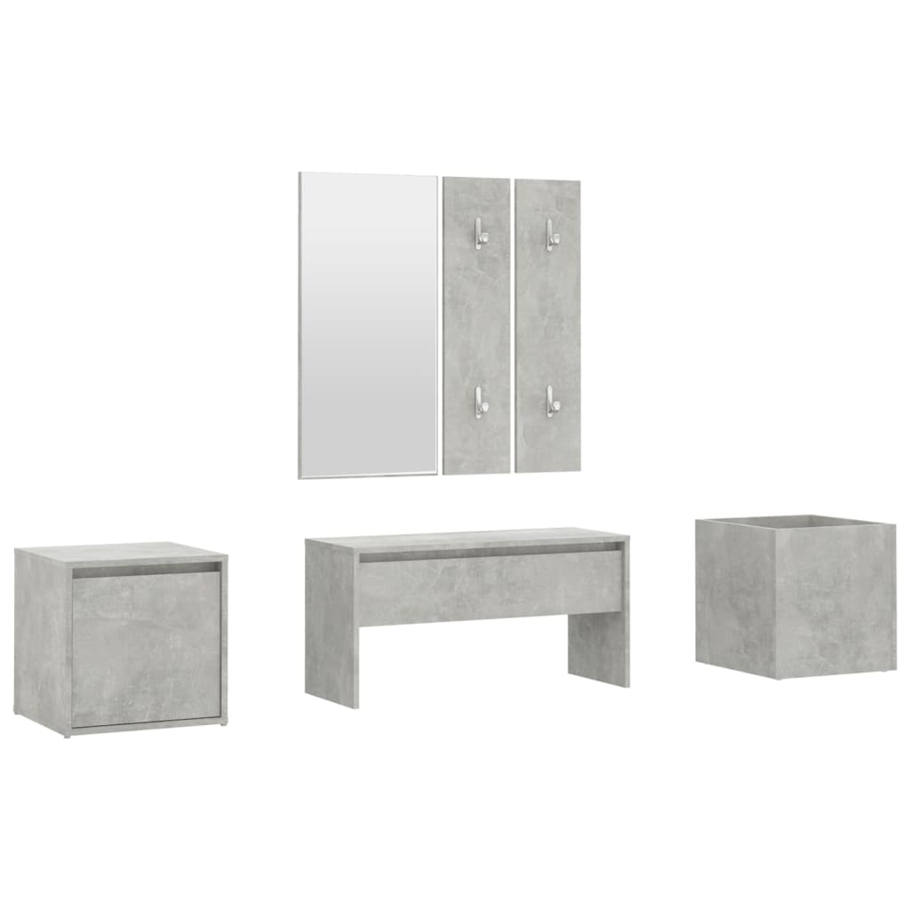 Concrete Grey Engineered Wood Hallway Furniture Set
