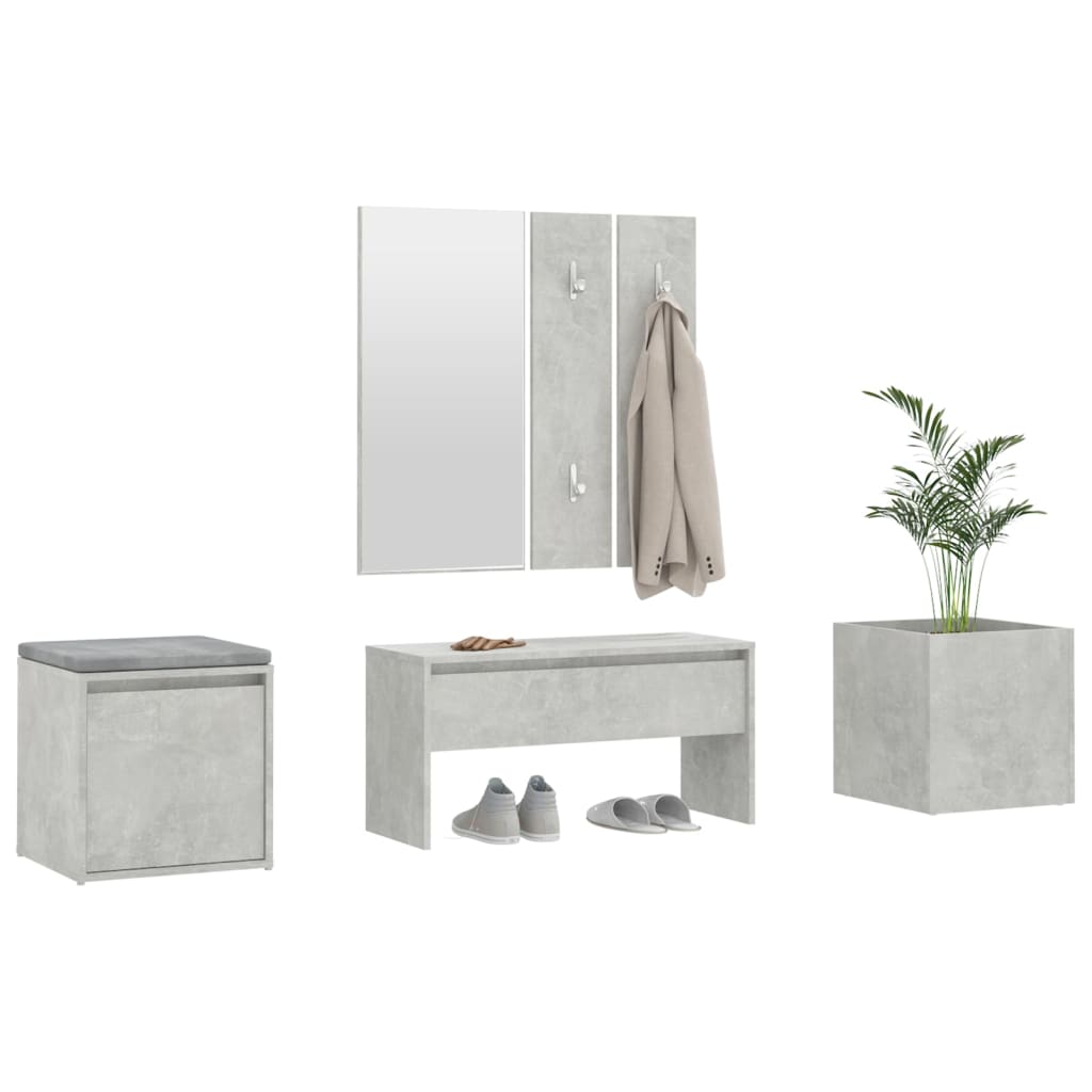 Concrete Grey Engineered Wood Hallway Furniture Set