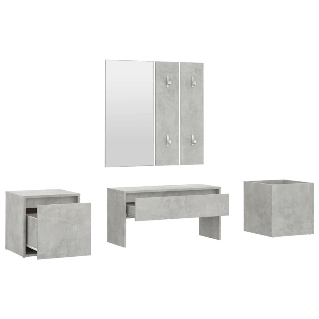 Concrete Grey Engineered Wood Hallway Furniture Set