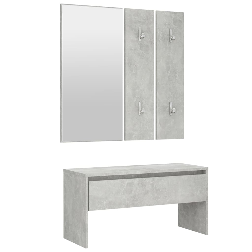 Concrete Grey Engineered Wood Hallway Furniture Set