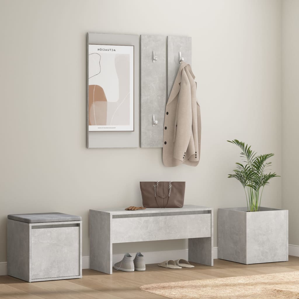 Concrete Grey Engineered Wood Hallway Furniture Set