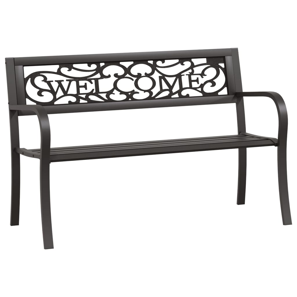 Elegant 125 cm Garden Bench - Durable Steel, Sleek Black Finish