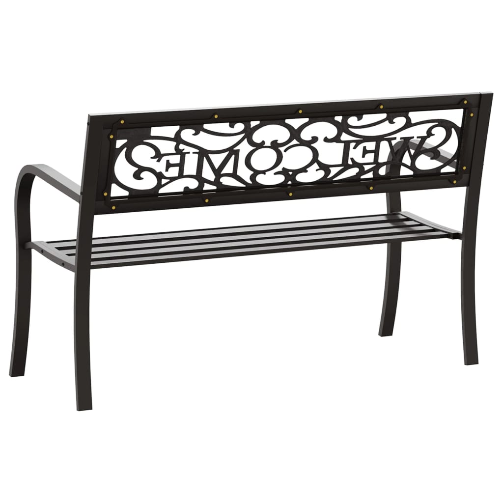 Elegant 125 cm Garden Bench - Durable Steel, Sleek Black Finish
