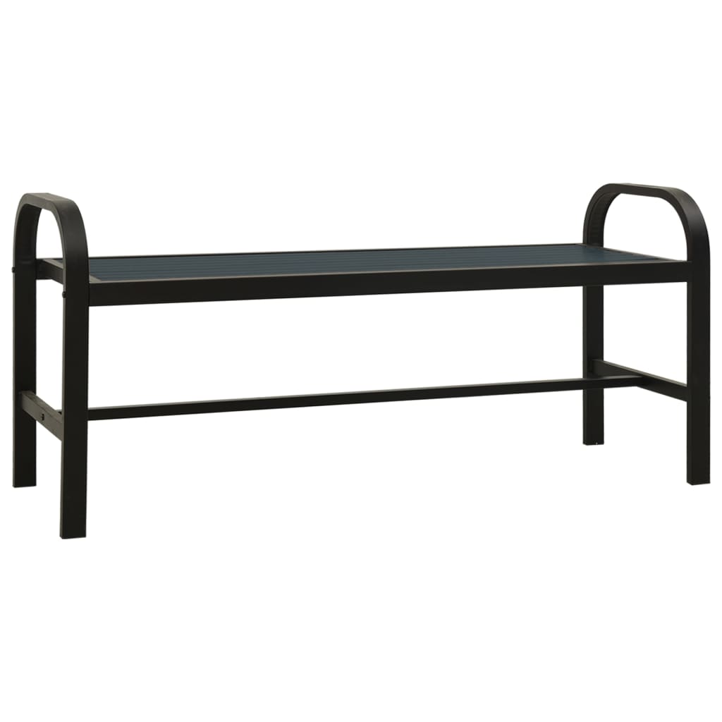 Black Steel & WPC Garden Bench - 124.5 cm Stylish Outdoor Seat