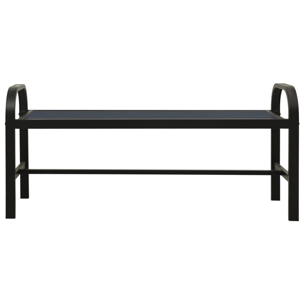 Black Steel & WPC Garden Bench - 124.5 cm Stylish Outdoor Seat