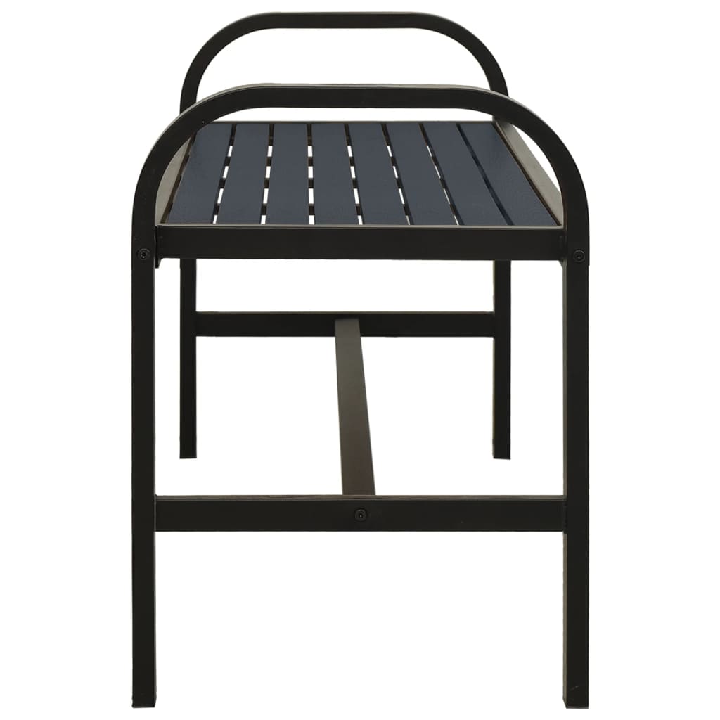 Black Steel & WPC Garden Bench - 124.5 cm Stylish Outdoor Seat
