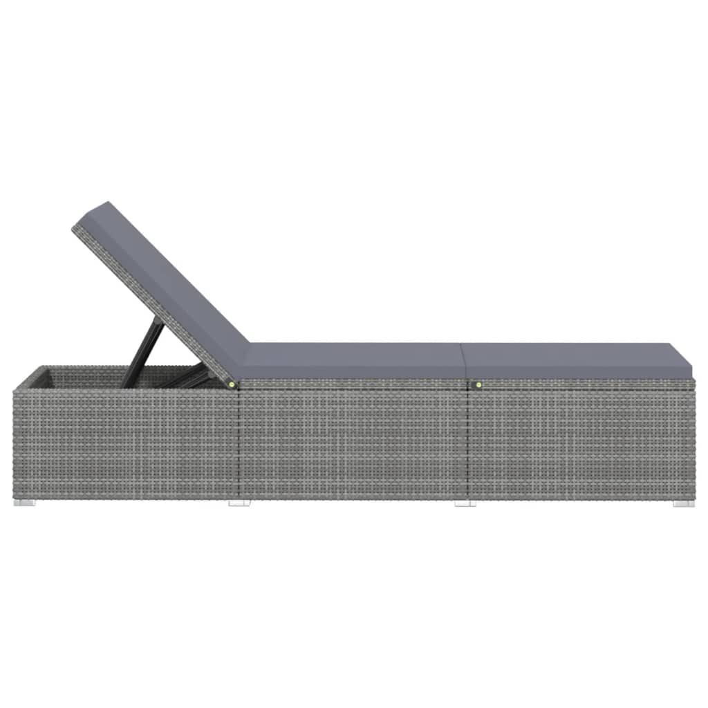 Dark Grey Poly Rattan Sun Lounger with Cushions - Elegant & Durable