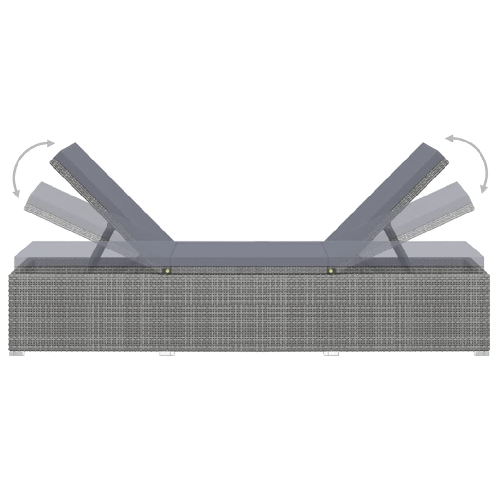 Dark Grey Poly Rattan Sun Lounger with Cushions - Elegant & Durable