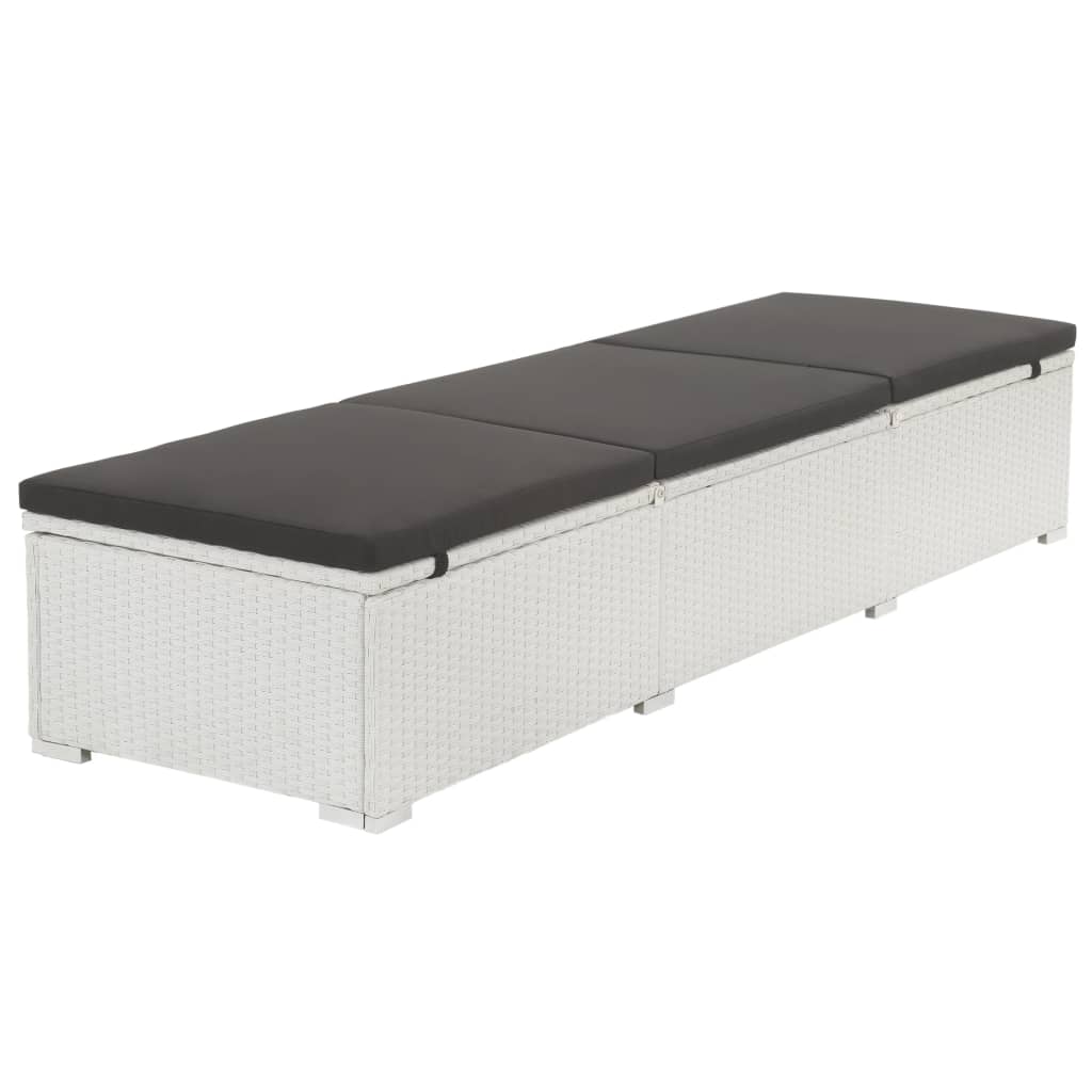 White Poly Rattan Sun Lounger with Black Cushion - Stylish Comfort