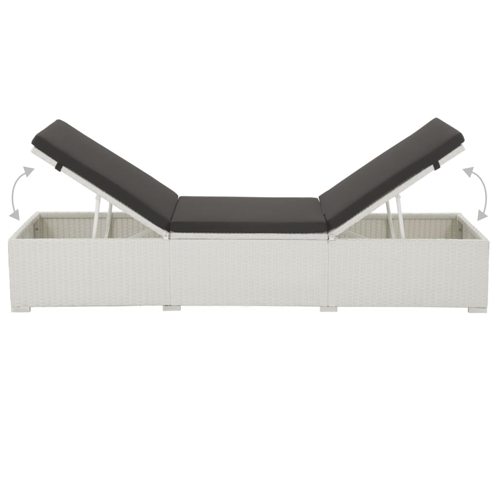 White Poly Rattan Sun Lounger with Black Cushion - Stylish Comfort