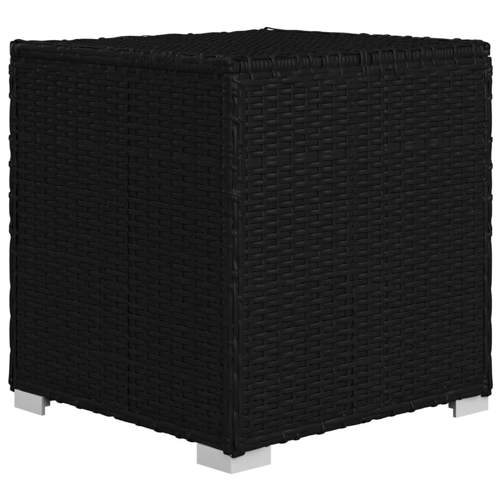 Black Poly Rattan Sun Lounger Set with Cushion & Tea Table