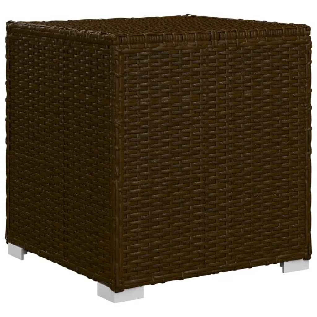 Brown Poly Rattan Sun Lounger Set with Cushion & Tea Table