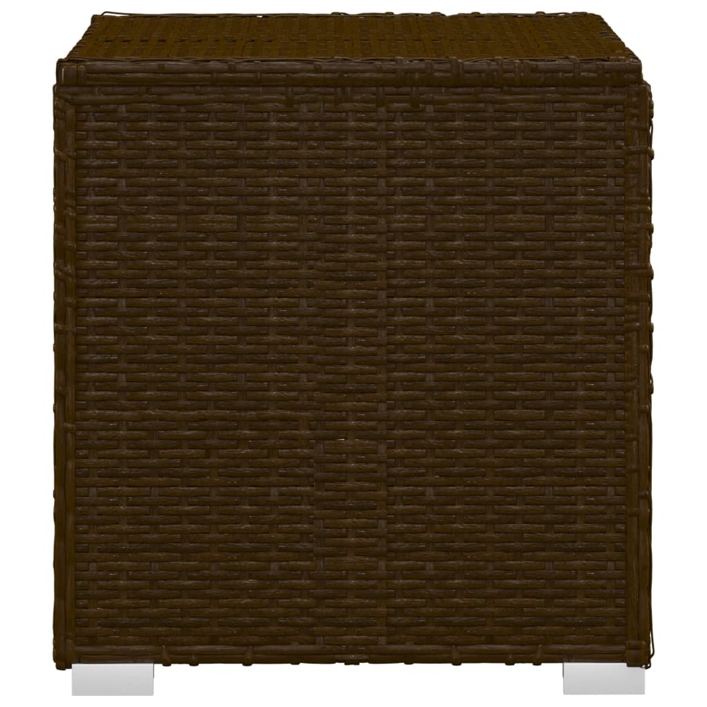 Brown Poly Rattan Sun Lounger Set with Cushion & Tea Table