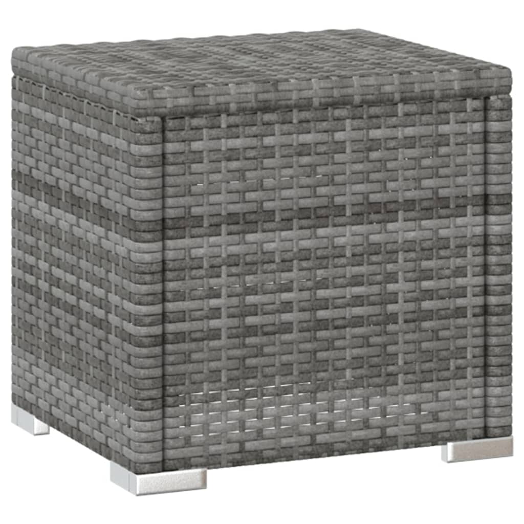 Grey Poly Rattan Sun Lounger Set with Cushion & Tea Table